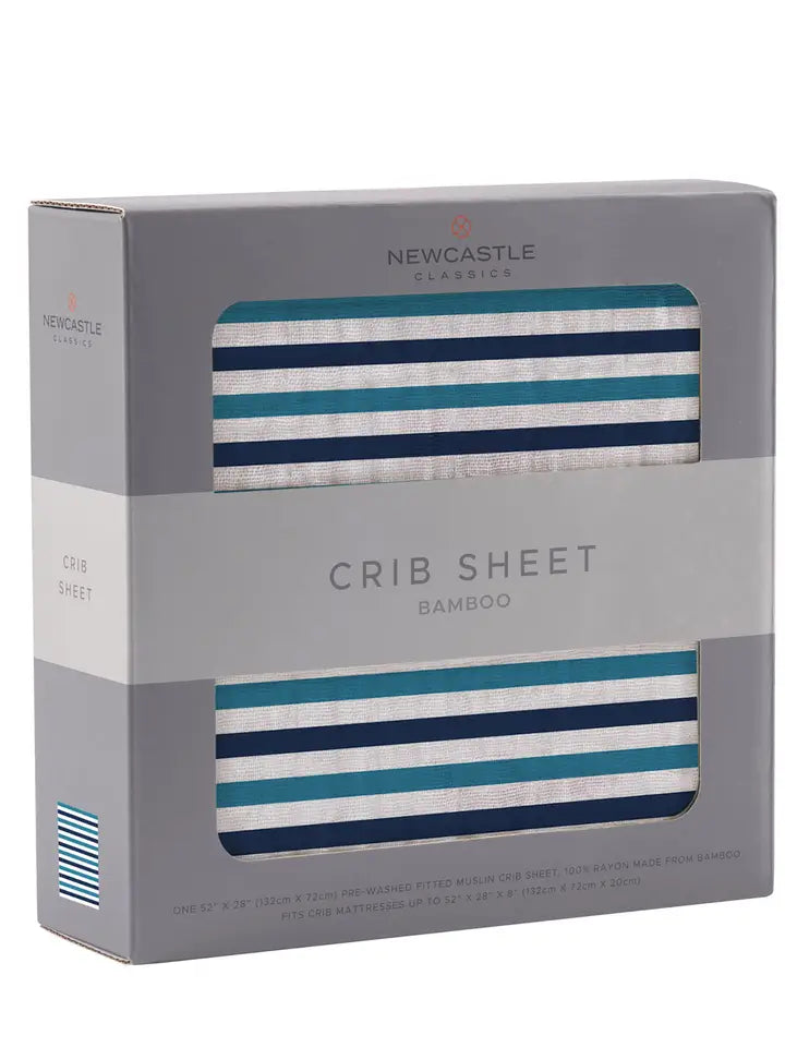 Blue Stripe Crib Sheet – Fitted Baby Crib Sheet With Elastic Corners - View #11