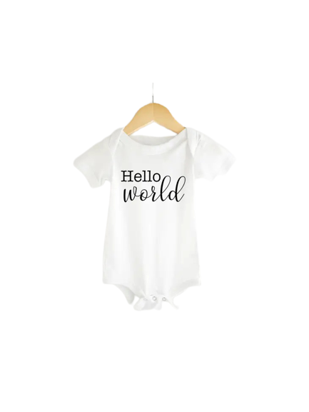 Hello World Newborn Baby Bodysuit, Baby Announcement